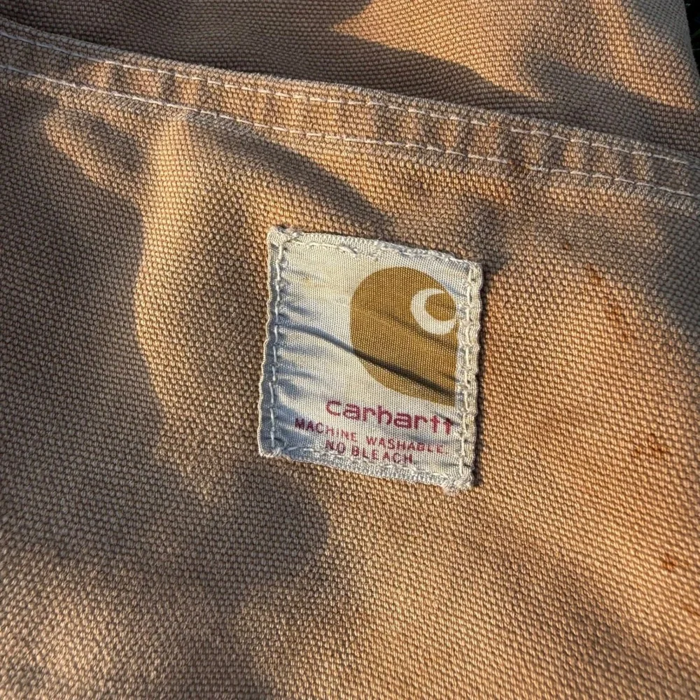 Carhartt Mens Distressed Duck Bib Overalls Tan Double Knee Workwear R01 BRN